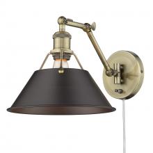  3306-A1W AB-RBZ - Orwell AB 1 Light Articulating Wall Sconce in Aged Brass with Rubbed Bronze shade